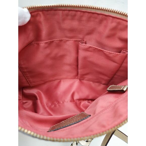 Coach Poppy Whipstitch Metallic Gold Leather Braided Strap Crossbody Bag Purse - Picture 10 of 12